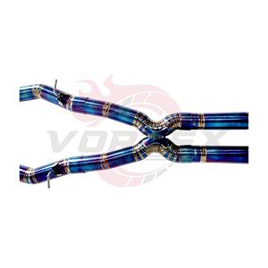 Vortex Titanium Blue High Flow <b>Exhaust</b> Conduit for BMW M760Li with Bypassed Center Drum Flamed Ports Assembly Performance - Product Image 5