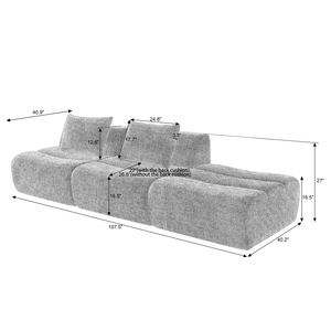 Vacuum Roll Packed Modular Cube <b>Sofa</b> 3-Seater Linen Textile Sectional Couch Frameless <b>Foam</b> Furniture Vacuum Compressed - Product Image 6