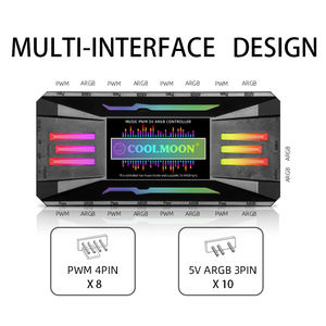COOLMOON Nuovissimo Accessorio per PC Gaming PA-<span class=keywords><strong>2</strong></span> Controller 120V Telecomando Wireless Sincronizzato con Musica 5v 3pin ARGB Controller Fam PWM - Product Image 4