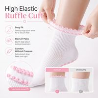 Kaos Kaki Pilates Custom Grip OEM Private Label Anti Selip Sol Silikon Manset Ruffle untuk Yoga Barre Studio