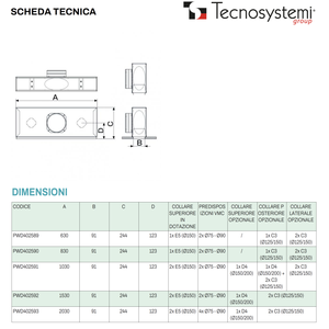 Difusor lineal de aluminio Tecnosystemi con aislamiento, conexión superior de pleno reducido, sistema completo de detención, 2 ranuras, forma rectangular, tornillos de mariposa - Product Image 4