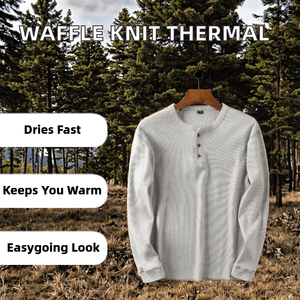 Camiseta Térmica de Manga Larga para Hombre, Cuello Redondo, Estilo Casual, Tejido Waffle Estampado, Corte Regular, 240 Gramos, Transpirable - Product Image 2