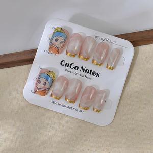 Doux Fille Coeur Dessin Animé Court <span class=keywords><strong>Film</strong></span> Anime Mignon Chat Yeux Portant Des Ongles Pré Fait Ongles Tranches Fini Relief Faux Ongles En Gros - Product Image 2