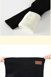 New Arrival Winter Thick Plush <strong>Fluffy</strong> Fuzzy Warm Women's <strong>Leggings</strong> Solid Skin Friendly Casual Yoga Pants with Logo on Waist - Product Image 5