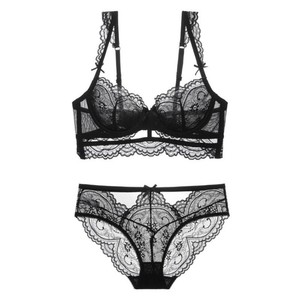 Vente directe usine : Ensemble de lingerie sexy en dentelle pour femme, soutien-gorge et culotte transparents, grandes tailles - Product Image 6