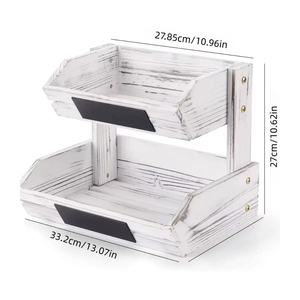 Espositore per Verdure e Pane a 2 Livelli in Legno, Cesto Portafrutta per Organizzazione Piano Cucina - Product Image 6