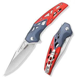 Stonewash Finished Bohler K110 Steel Blade G10 Handle EDC Daily Cutter Knives Outdoor Tactical Folding Pocket Knife with Clip