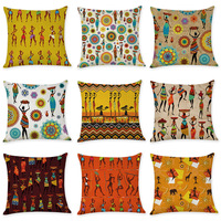 Housse de coussin carrée géométrique et rayée Hotsale Africa - 100% polyester traité anti-insectes