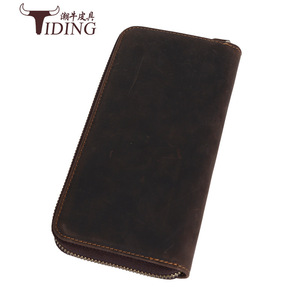 Cartera Larga de Cuero Crazy Horse para Hombre, Color Marrón Oscuro, con Cierre, Estilo Vintage para Negocios, Cartera Resistente de Cuero Vacuno 4007 - Product Image 2