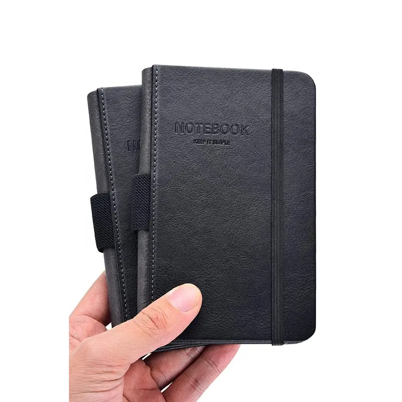 Wholesale Black Faux Hardcover Mini Notebook 2-Pack 3.5" x 5.5" Small Notebooks Self Care Journal Notepad with Thick Lined Paper