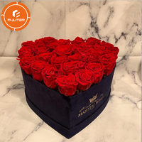 Boîte Cadeau Ronde en Daim pour Rose Éternelle Personnalisée, Emballage Floral Carré en Velours Rose pour Fleuriste, Boîte à Chapeau Florale
