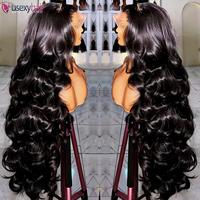 Pelucas de Cabello Humano Ondulado con Encaje Completo Transparente 13x4, 300% de Densidad, Sin Pegamento, para Mujeres Negras, Venta al por Mayor