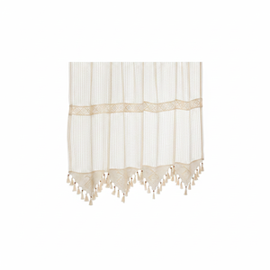 Cortina de Tul con Borlas de Encaje y Listón a Rayas Auténticas - Cortinas y Cenefas Elegantes y Modernas para el Hogar en Varios Tamaños y Colores - Product Image 2