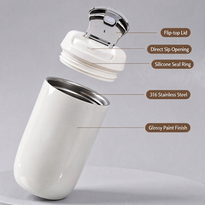 360ml 316 Stainless Steel <b>Insulated</b> <b>Coffee</b> <b>Mug</b> Dual Use Flip Lid Portable Travel Tumbler Reusable Thermal <b>Coffee</b> Cup For Outdoor - Product Image 3