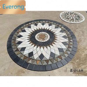 Mosaico redondo de pizarra natural, medallones de piedra de pizarra, diámetro de azulejo, 100cm, 150cm, tamaños personalizados - Product Image 1