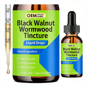 Suplemento Líquido para la Salud Intestinal: Gotas de Tintura de Nuez Negra y Ajenjo con Clavo, Calabaza, Orégano, Cúrcuma, Guanábana y Berberina - Product Image 1