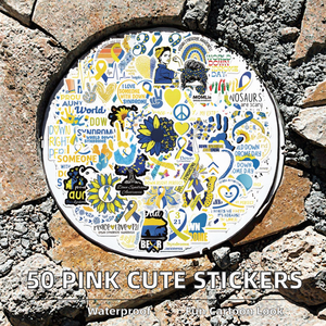 50 PCS Pink Trendy Colorful Cute <b>Cartoon</b> PVC <b>Sticker</b> Waterproof for Teens Girls Laptop Hydroflask Luggage Promotional Use - Product Image 2