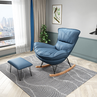 Fauteuils à bascule d'extérieur modernes en tissu XY, avec coussin gris et blanc en bois, pour adultes
