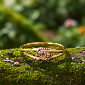 Bracelet tendance en acier inoxydable 316L plaqué or PVD avec pierres multicolores, bijoux pour femmes - Product Image 3