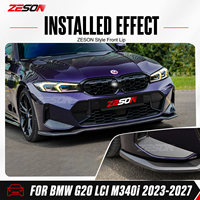 Lèvre de pare-chocs avant en fibre de carbone véritable style ZESON pour BMW Série 3 G20 LCI M340i 330i 2023+