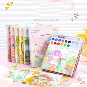 Juego de Pintura y Coloreado de Dibujos Animados, <span class=keywords><strong>Libro</strong></span> de Papel de Acuarela para Niños, para Pintar y Dibujar, Venta Caliente - Product Image 1