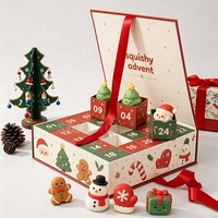 Calendrier de l'Avent personnalisé pour enfants avec figurines de Père Noël, boîte cadeau de 24 jours, boîte à surprises en carton rigide pour Noël