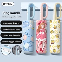 Parapluie Enfant Automatique à Boucle, Bords Arrondis, Motif Dessin Animé, Pliable, 8 Baleines, pour Garçons et Filles de l'École Primaire