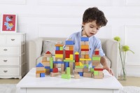 100 Piezas de Bloques de Construcción de Madera Educativos para Bebés, Juego de Juguetes de Colores para Niños