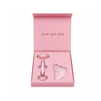 Coffret cadeau Kexin personnalisé en quartz rose Gua Sha et rouleau facial, emballage de luxe pour soins de la peau avec insert en mousse EVA