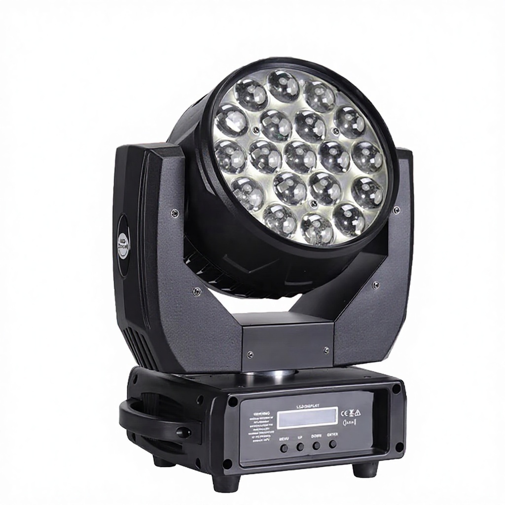 Stage Lighting: 19-LED Zoom Moving Head Light Ambient Wash Light for Lounges, Bars, Weddings, and Live Performances