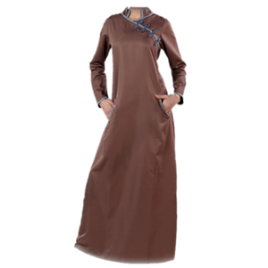 Robe Abaya respirante en tissu de bambou biologique écologique magnifiquement simple, col carré arrondi devant, musulman traditionnel - Product Image 2