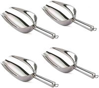 Custom logo 6 oz 8oz Ice Cube Scoop Metal Sliver Gold Ice Bucket Shovel Stainless Steel Scoop with Handle for <strong>Big</strong> <strong>Rock</strong> Carling