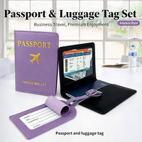 Personnalisable Vintage été voyage cadeau ensemble en cuir PU étanche passeport couverture et étiquette de bagage avec logo personnalisé