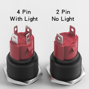 Interruptor de botón de autobloqueo de aluminio negro de alta corriente 10A, carcasa negra de 19mm, interruptor momentáneo LED 1NO resistente al agua de 4 pines, 220V - Product Image 5