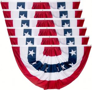 Drapeau plissé de haute qualité USA Amérique, décoration intérieure et extérieure pour porche, drapeau Mexique demi-éventail pour célébrations de vacances - Product Image 1