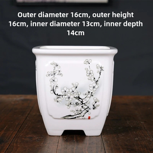 Juego de macetas de cerámica personalizables YiXing, flores azules y blancas pintadas a mano para grandes macetas de bonsái esmaltadas para jardín al aire libre para el hogar - Product Image 5