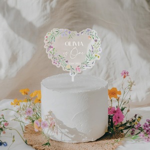 Custom <b>Acrylic</b> Modern Design UV Printed Wedding Anniversary Cake Topper Watercolour Floral Wreath Personalised Name Date - Product Image 6