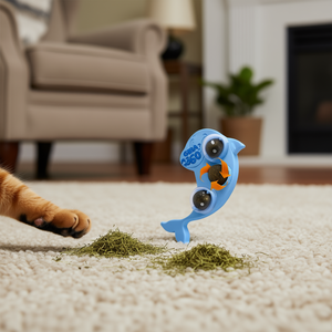 Jouet interactif automatique pour chat en forme de dauphin, jouet d'exercice pour animaux de compagnie avec boules rotatives, anti-ennui pour chats, design de dessin animé en plastique - Product Image 2