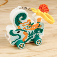 Ruban à mesurer souple en caoutchouc avec pendentif porte-clés roue détachable design dragon chinois amusant fonctionnel pour le bricolage, le bureau et la maison