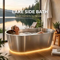 Baignoire ovale portable en acier inoxydable pour thérapie par eau chaude et froide