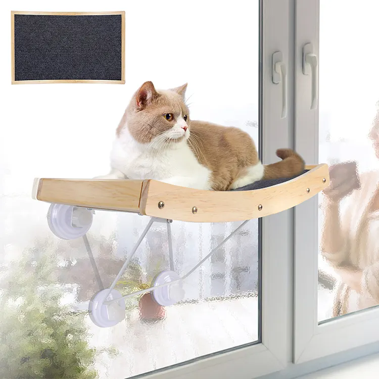 Wooden sustainable pet hammock cat hanging window bed for cats' relaxing