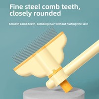 Brosse lissante autonettoyante à empreintes de pattes mignonnes, peigne de toilettage pour animaux de compagnie à picots ronds en acier inoxydable pour chats et chiens, élimination des poils lâches