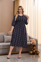 Robe midi en rayonne pour femme, imprimé marine, grande taille, pour l'été, style maman, 3XL 4XL 5XL 6XL 7XL, tenue d'intérieur musulmane arabe