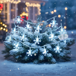 2 Pack 26 Ft 50 LED Christmas <b>Snowflake</b> String <b>Lights</b> Battery Operated 8 Lighting Modes Waterproof Shatterproof String <b>Lights</b> - Product Image 3
