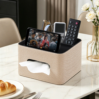 Organisateur de bureau de luxe avec porte-boîte à mouchoirs, boîte de rangement pour télécommandes, organiseur de bureau en cuir pour la maison, le bureau, le salon