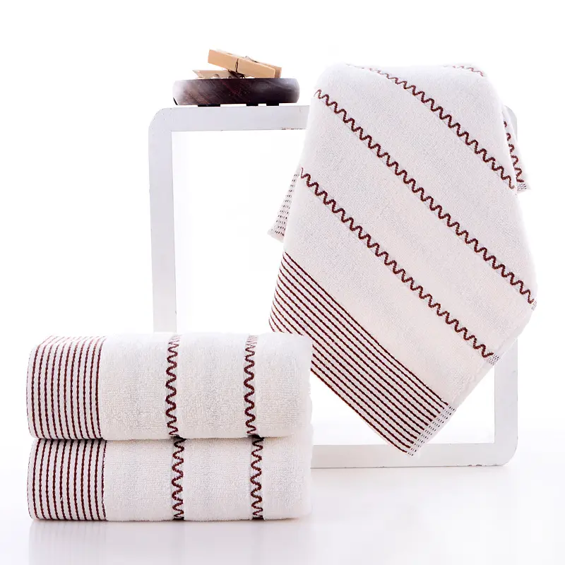 Home hotel mão banho têxtil bordado design personalizado toalhas brancas luxo 100% algodão listrado toalhas
