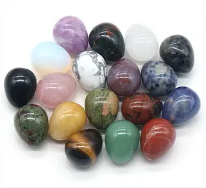 Presente da páscoa 2023, pedra preciosa natural em forma de ovos reiki decoração de cristal, artesanato de páscoa para decoração de casa