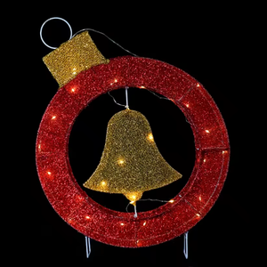 New year Christmas waterproof outdoor <b>led</b> wreath garland motif <b>light</b> with <b>red</b> ribbon for holiday - Product Image 5