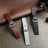 Bracelet de montre en cuir de veau perforé pour usage quotidien, respirant, à dégagement rapide, avec boucle ardillon, OEM ODM 22mm