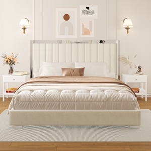 Base de lit moderne réglable en velours, style hôtelier, avec design à bord bas lisse, facile à assembler pour les hébergements d'hôtes - Product Image 3
